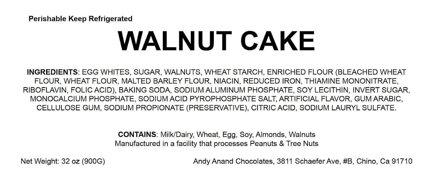 Andy Anand Walnut Cake 9 Inch - Daily Freshly Baked Moist Decadent Cakes From Bakery - Divine Cake Delights (2 lbs)