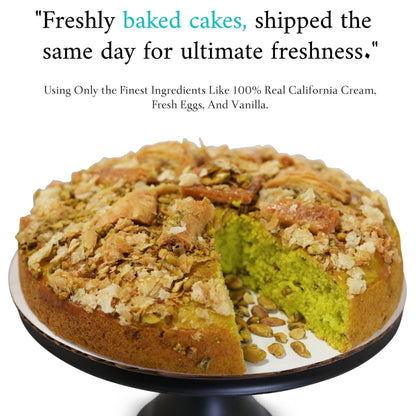 Andy Anand Baklava Pistachio Cake, 9-Inch, 2.8 lb – Turkish Baklava & California Pistachio Fusion, Freshly Baked, Birthday Gift Box