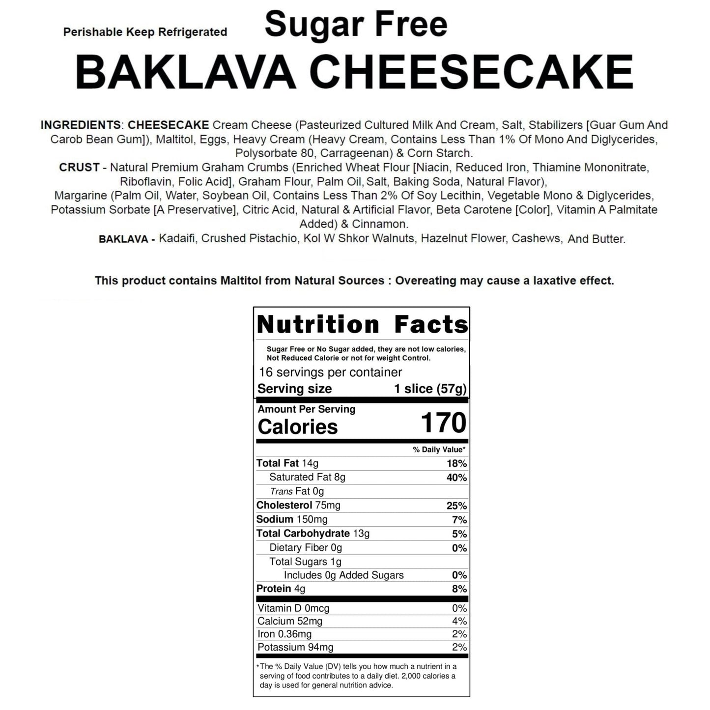 Andy Anand Sugar Free Baklava Cheesecake: Unparalleled Freshness, Best Cheese Cake For Diabetic Friendly Dessert Lovers (9-inch, 2.8 lbs)