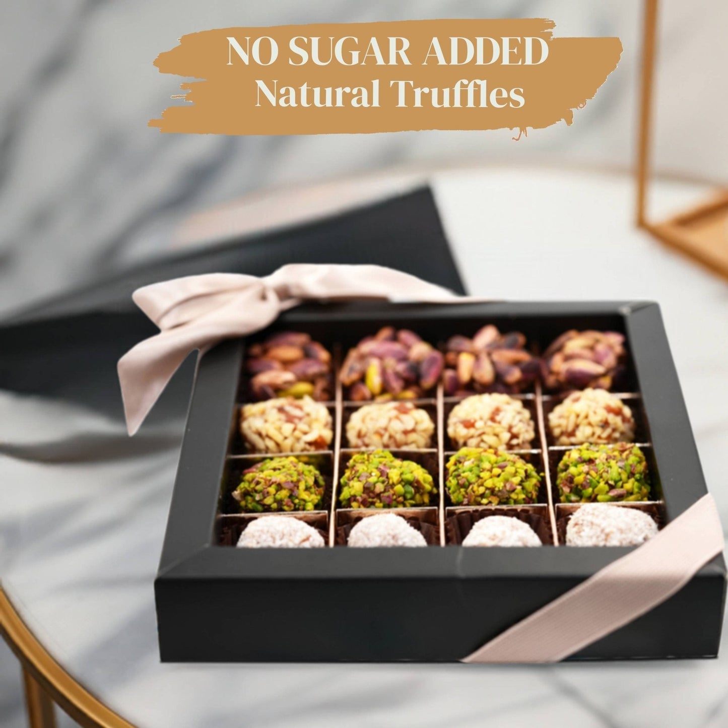 Andy Anand Sugar Free Truffles Natural Dates Pistachio Hazelnut Coconut 16 Pcs,  Amazing, Delicious