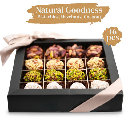 Andy Anand Sugar Free Truffles Natural Dates Pistachio Hazelnut Coconut 16 Pcs,  Amazing, Delicious