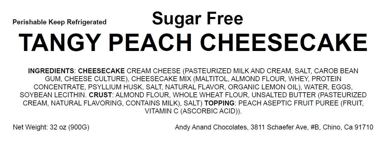 Andy Anand's Sugar Free Peach Cheesecake 9" - Bakery Desserts, Scrumptiously Sweet, Best Cheese Cake For  Celebrations & Dessert Lovers (2 lbs)