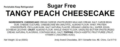 Andy Anand's Sugar Free Peach Cheesecake 9" - Bakery Desserts, Scrumptiously Sweet, Best Cheese Cake For  Celebrations & Dessert Lovers (2 lbs)