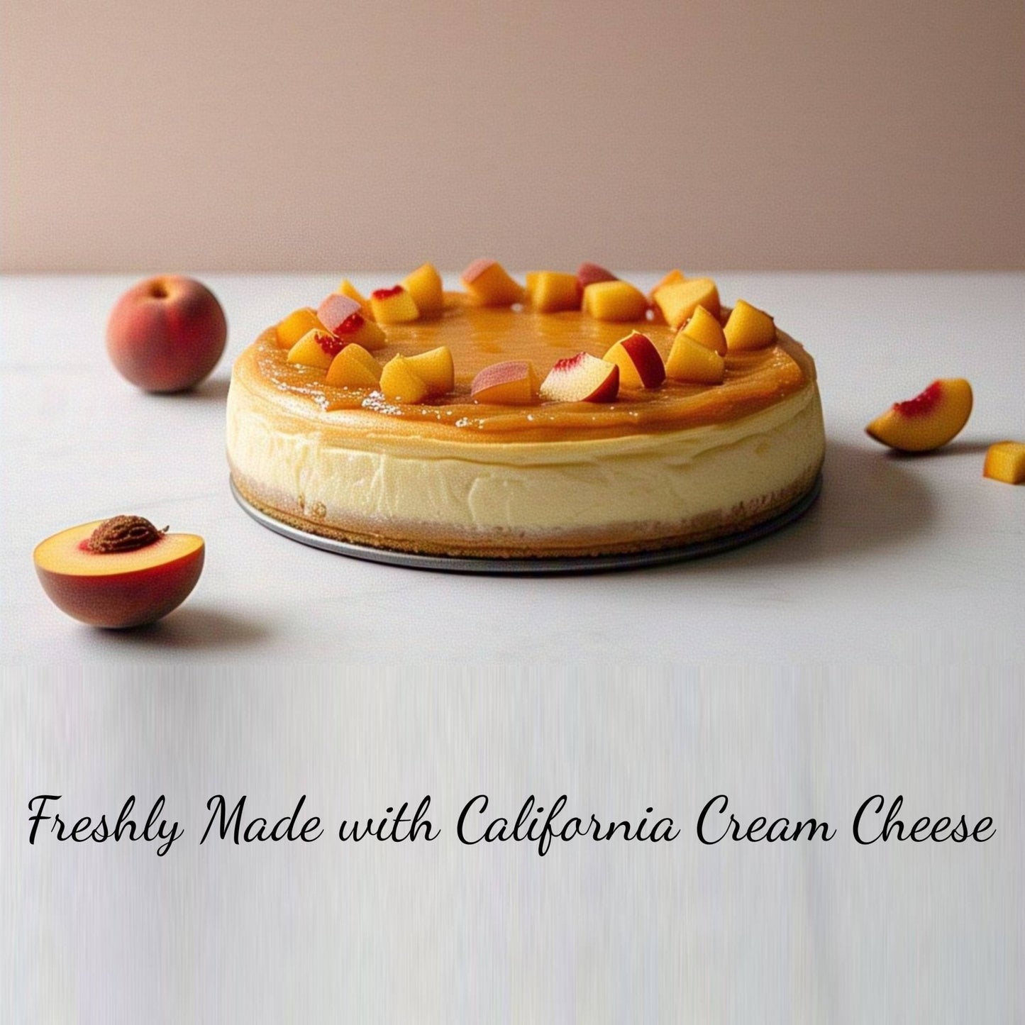 Andy Anand's Sugar Free Peach Cheesecake 9" - Bakery Desserts, Scrumptiously Sweet, Best Cheese Cake For  Celebrations & Dessert Lovers (2 lbs)