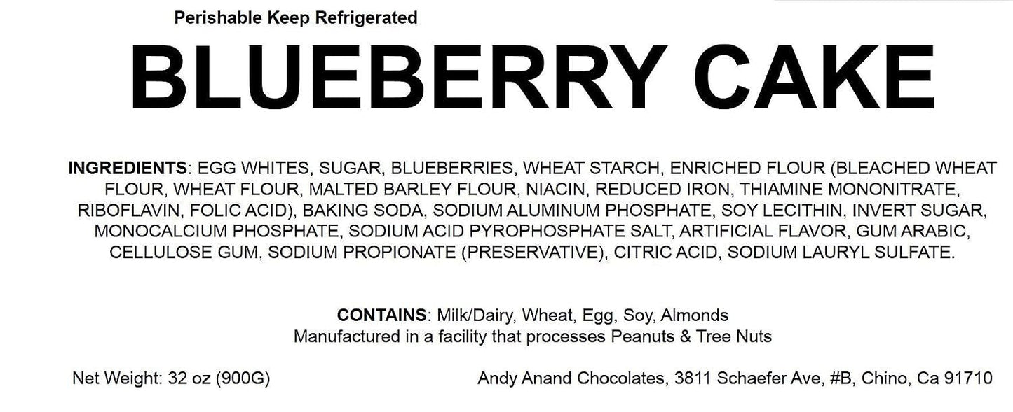 Andy Anand's Traditional Blueberry Cake 9" - Daily Freshly Baked Moist Decadent Cakes From Bakery - Indulge in Creamy Bliss (2.8 lbs)