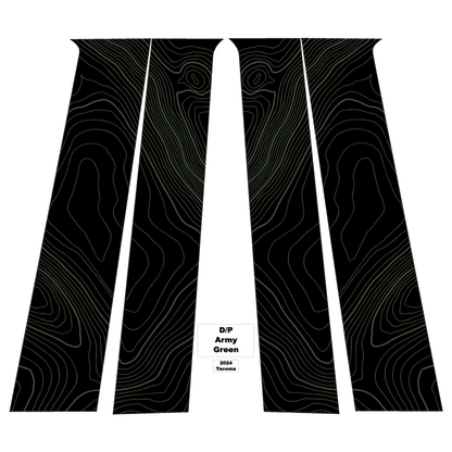 Topographic B Pillar Overlays - 2024+ Tacoma Double Cab / 2025+ 4Runner