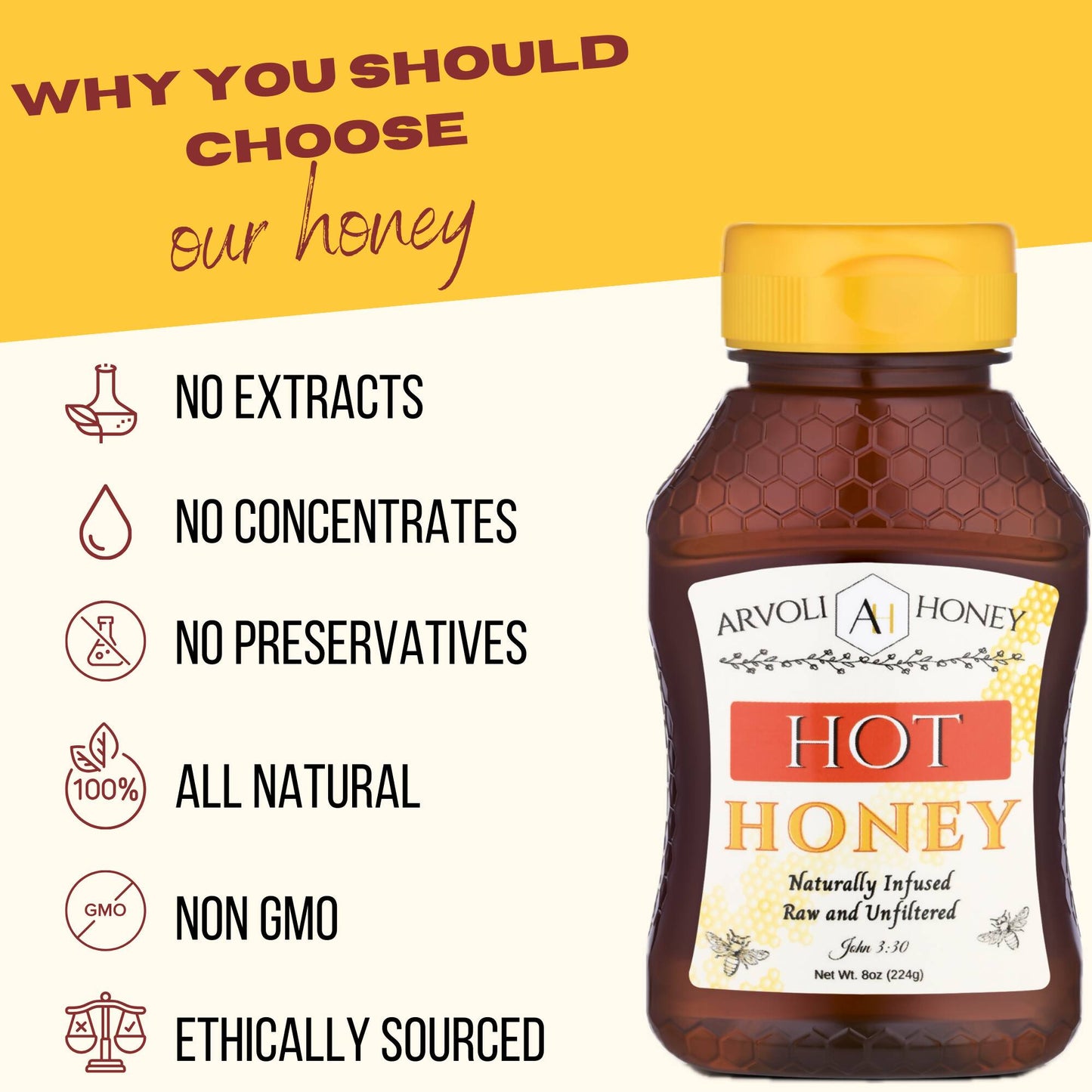 Arvoli Honey Hot Honey Bottle - 8 oz