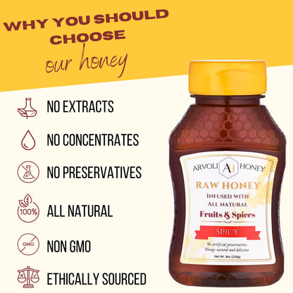 Arvoli Honey Hot Honey Bottles - 12 bottles x 8 oz