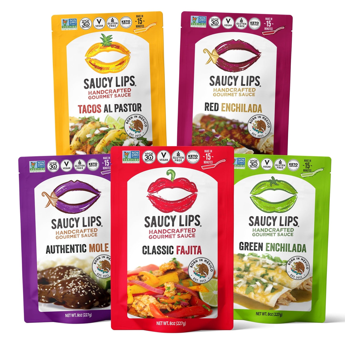 The Saucy Lips Five-Flavor Variety Pack