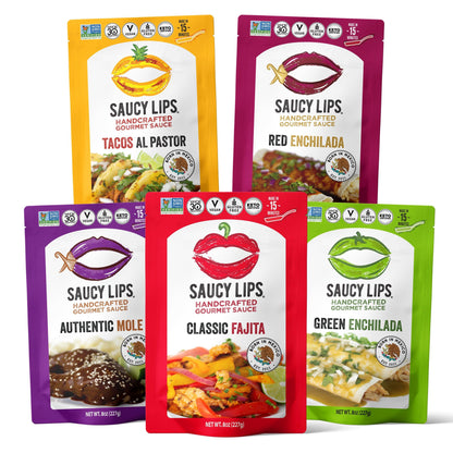 The Saucy Lips Five-Flavor Variety Pack