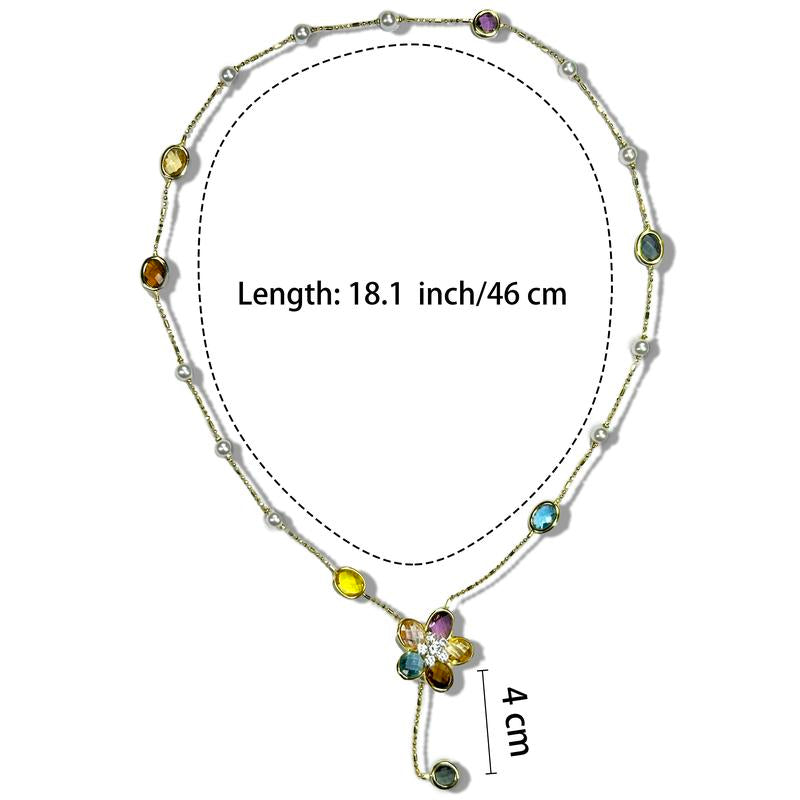 Swyii Elegant Floral Adjustable Pendant Multi Station Necklace for Women for Party, Flower Pendant, Trendy All-Match Luxury Jewelry for Gift, Mother’S Day
