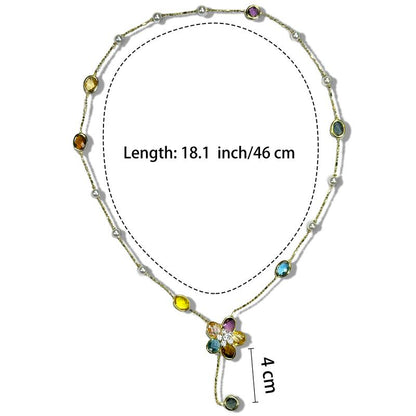 Swyii Elegant Floral Adjustable Pendant Multi Station Necklace for Women for Party, Flower Pendant, Trendy All-Match Luxury Jewelry for Gift, Mother’S Day
