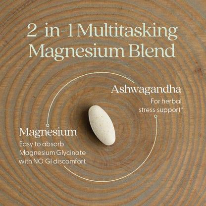 New Chapter Magnesium + Ashwagandha Supplement | 325 Mg with Magnesium Glycinate, 2.5X Absorption, Muscle Recovery, Heart, Bone Health & Relaxation - 30Ct