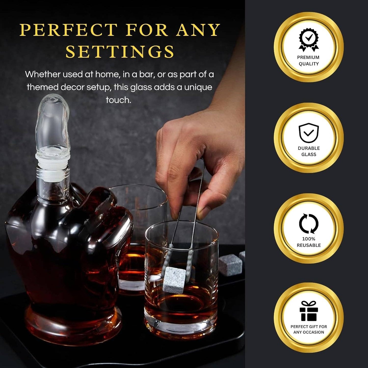 Middle Finger Whiskey Decanter Set with Glasses