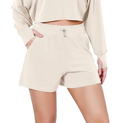 ODODOS Modal Soft Relaxed Shorts for Women Adjustable Shockcord High Waist Casual Shorts with Pockets