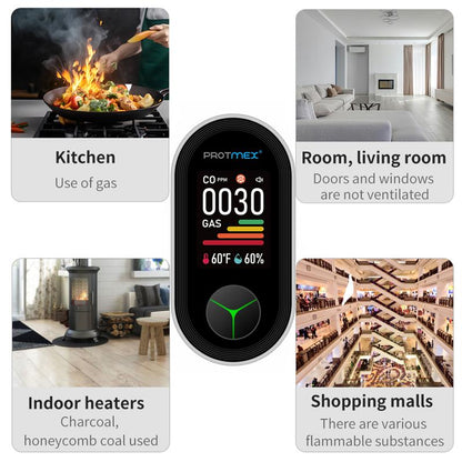 Protmex Portable Carbon Monoxide Detectors & Natural Gas Detector Plug In, Temperature Humidity Sensor Built-In, Gas & CO Monitor Alarm Sound Warning for Kitchen/Garage/Travel