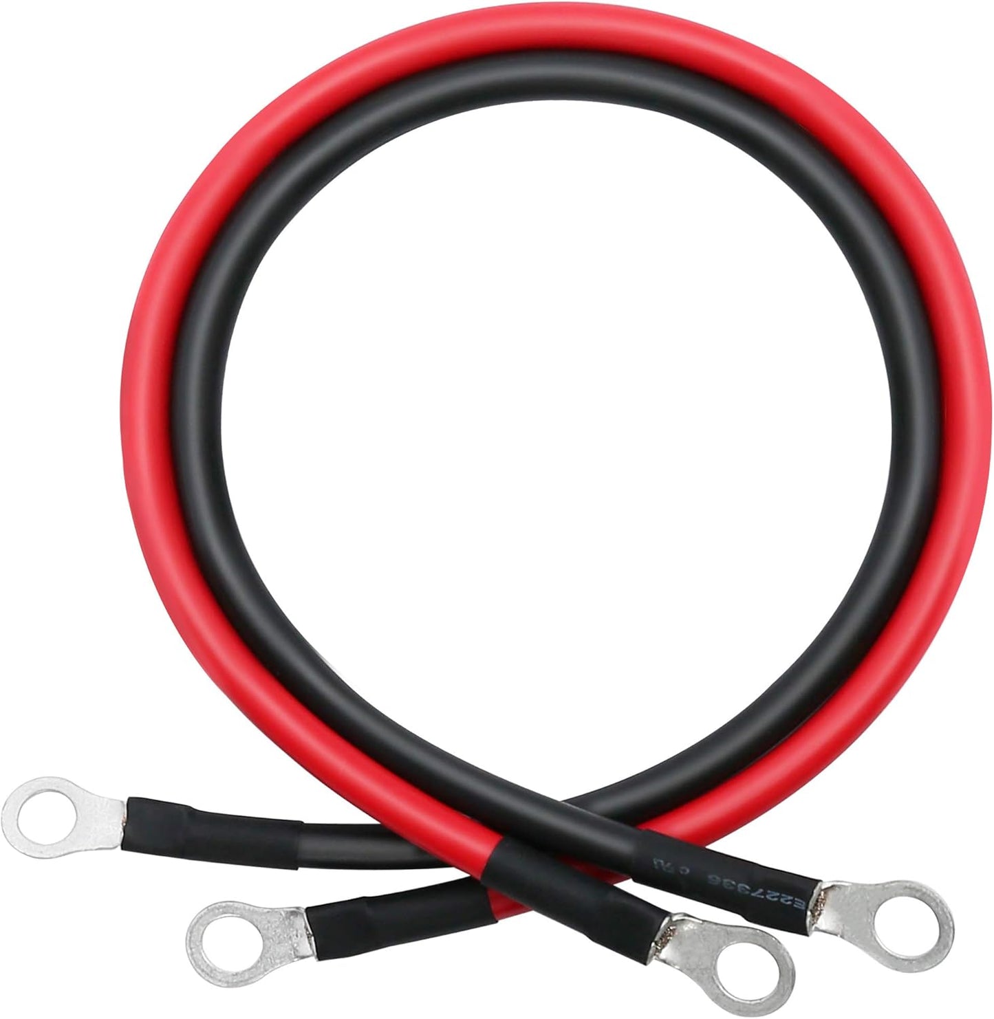 8 AWG Battery Cables, 8 Gauge 2 Feet Red + 2 Feet Black Pure Copper Wires with 3/8" Lugs Both Ends for Car Marine Solar Lawn Mower Motorcycle