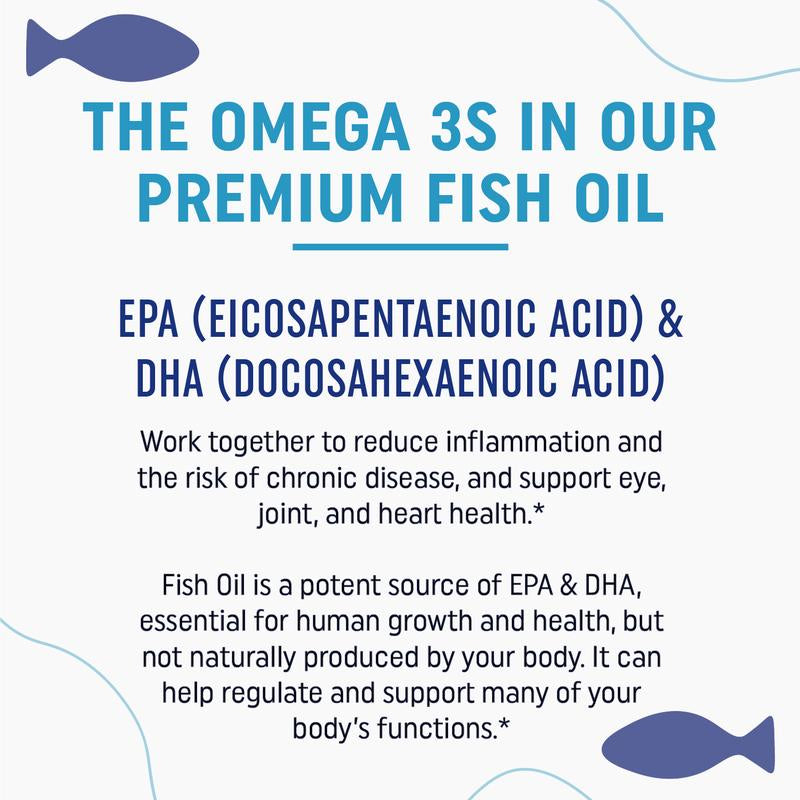 Triple Strength Omega 3 Fish Oil 1200 Mg | EPA & DHA | Wild Caught, Sustainably Sourced Omega-3 Fatty Acids | Premium Burpless Fish Oil Supplements
