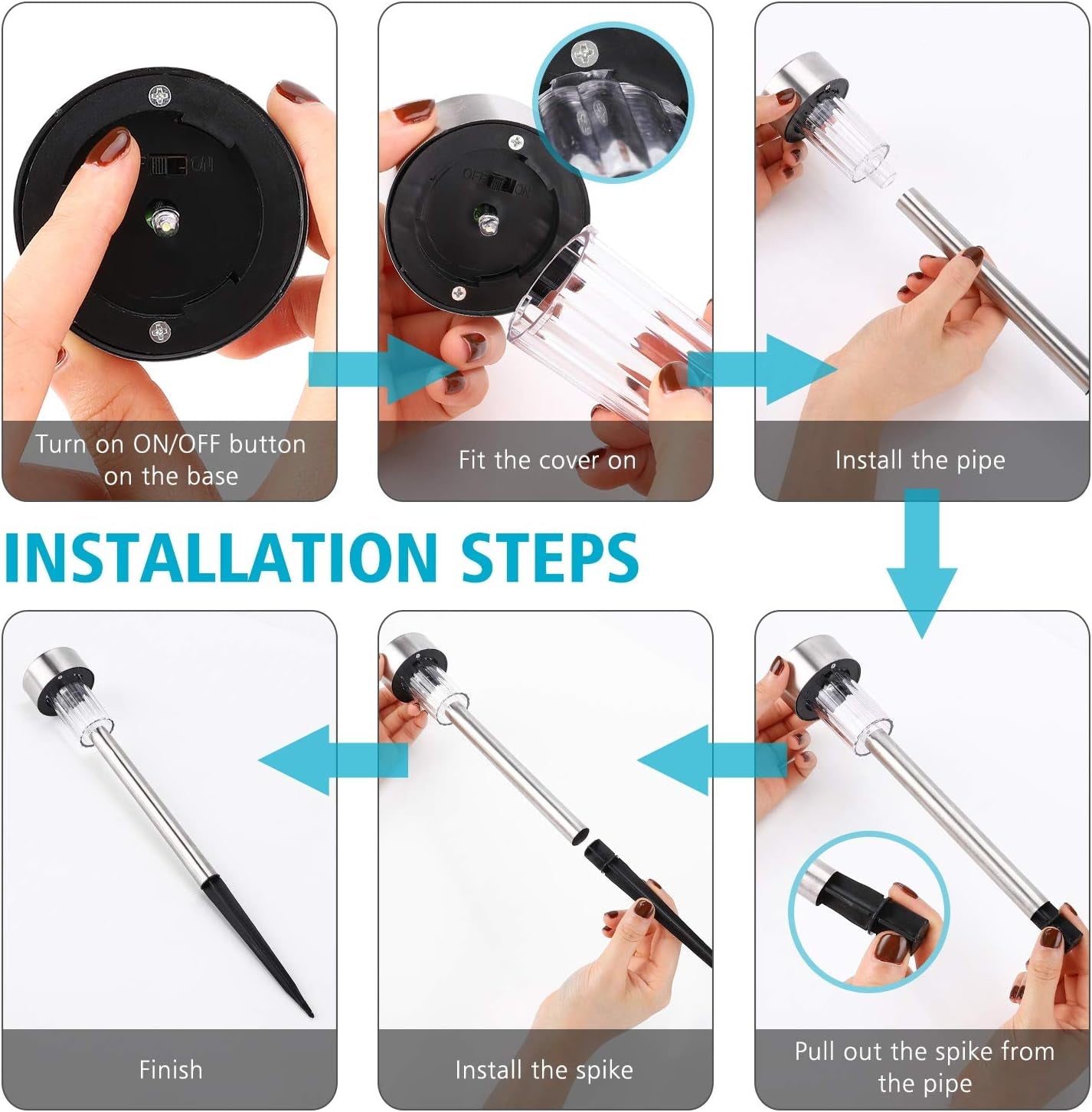 Solar Lights Outdoor, 12Pack Solar Pathway Lights Outdoor, Waterproof, LED Landscape Garden Lights Solar Powered, Outdoor Lights Solar Garden Lights for Pathway, Walkway, Patio, Yard, Driveway