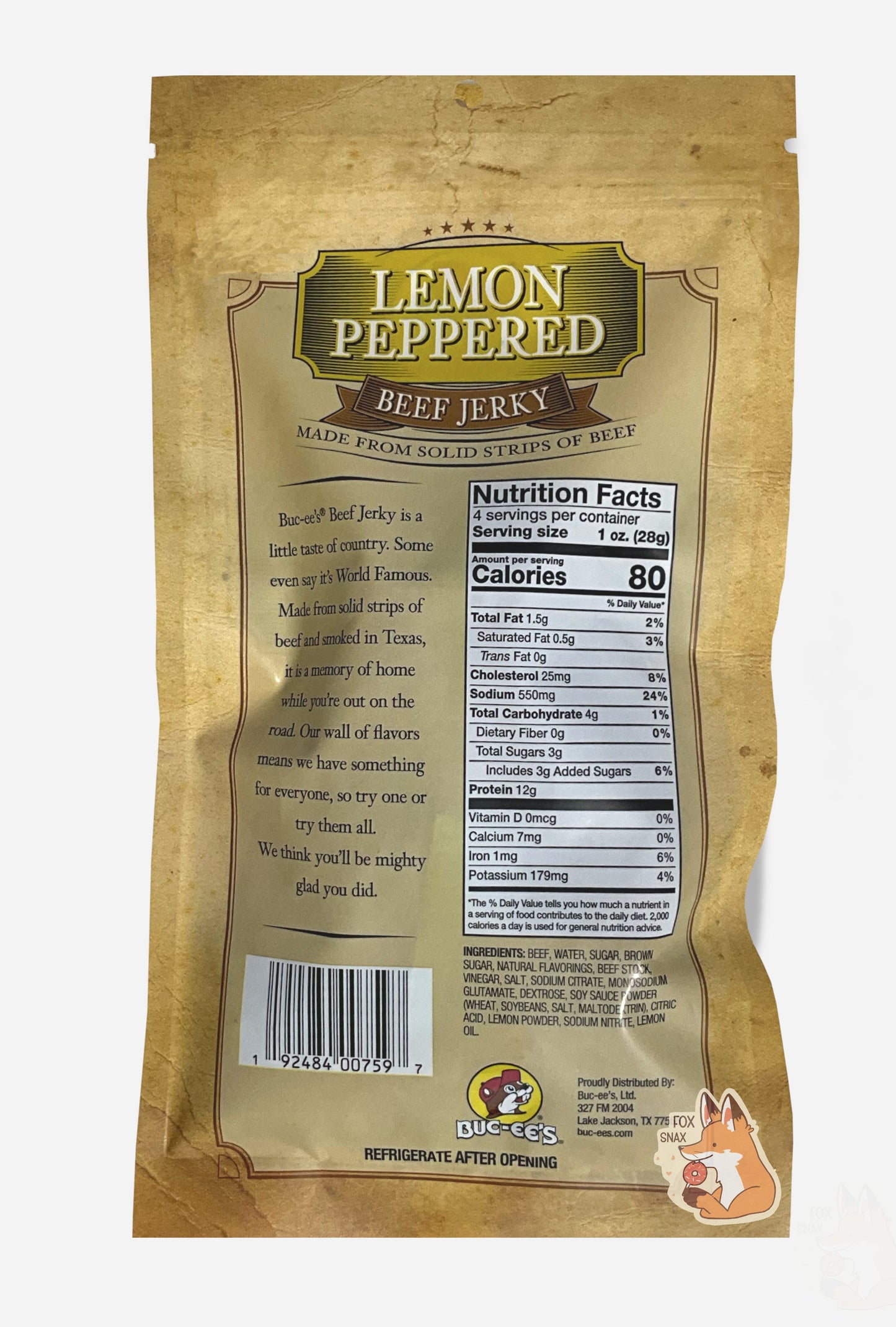Buc-ee's Lemon Peppered Beef Jerky