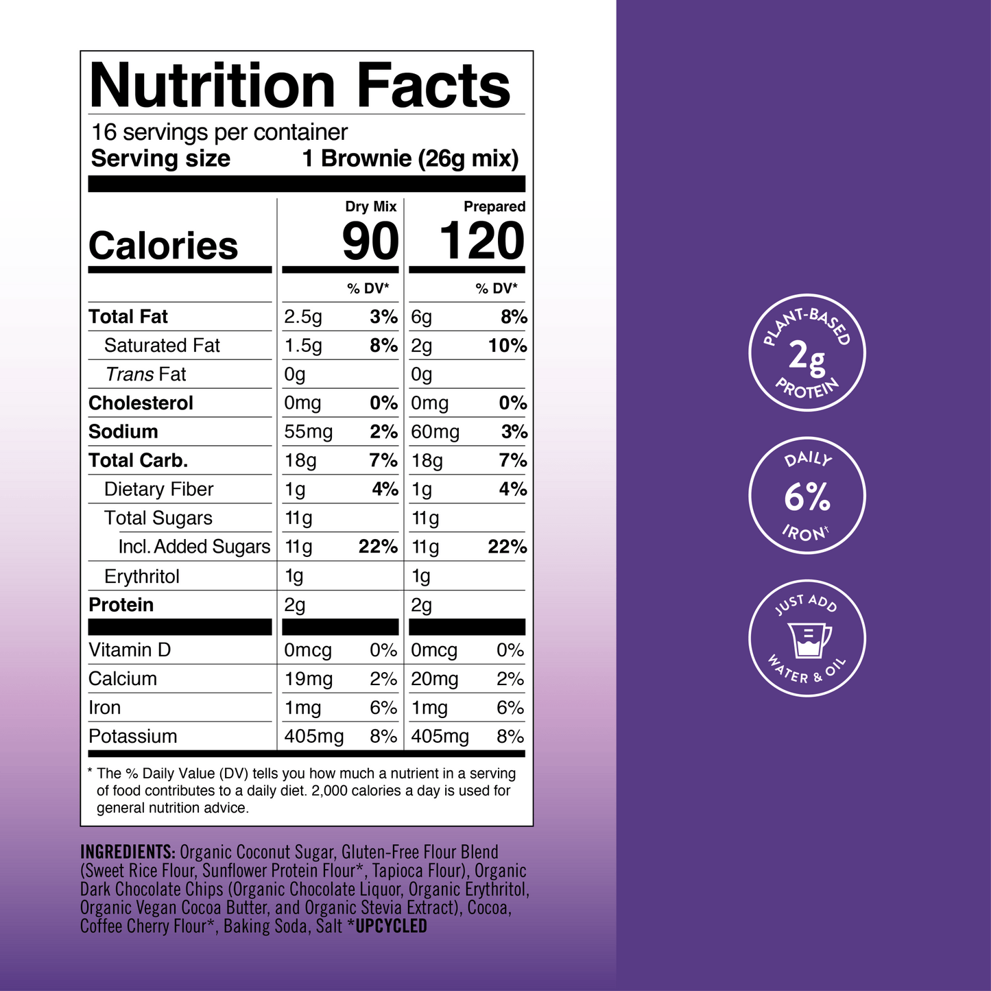 Bake Me Healthy Dark Chocolate Fudgy Brownie Plant-Based Baking Mix Case - 6 Bags