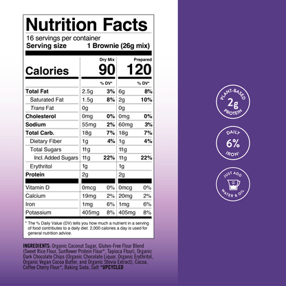 Bake Me Healthy Dark Chocolate Fudgy Brownie Plant-Based Baking Mix Case - 6 Bags