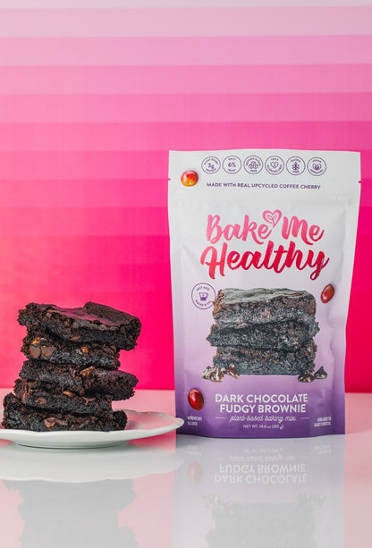 Bake Me Healthy Dark Chocolate Fudgy Brownie Plant-Based Baking Mix Case - 6 Bags