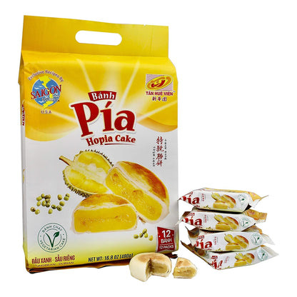 Banh Pia Hopia Cakes, 12 Count, Mungbean - Durian Flavor, 16.8 Ounce