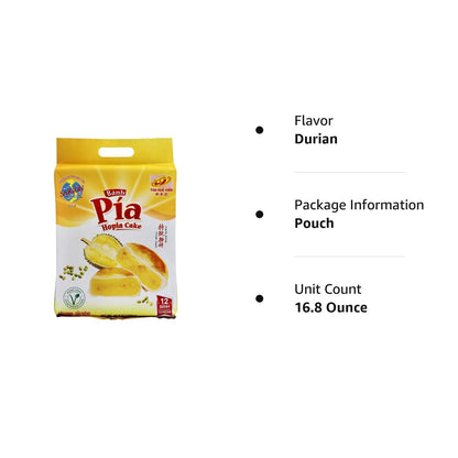 Banh Pia Hopia Cakes, 12 Count, Mungbean - Durian Flavor, 16.8 Ounce