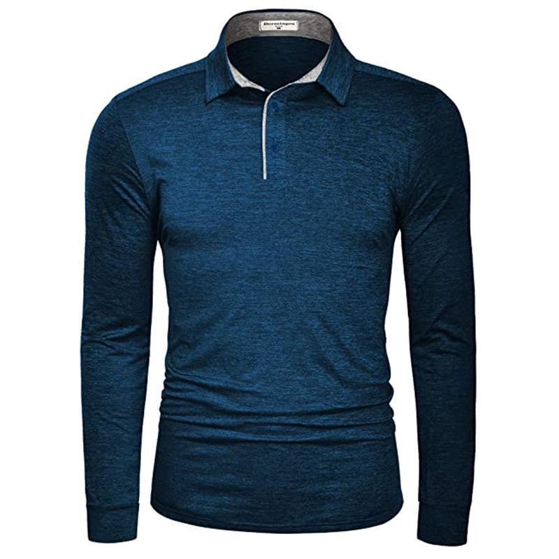 Men'S Solid Shirts New Style Casual Tshirts Polyester Henley Golf Polo Quick Dry Breathable Anit-Wrinkle Full Long Sleeve T-Shrit Tops New Arrival Summer Autumn Tee Menswear Underwear Plain Fabric