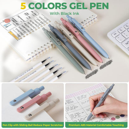 Nicpro 50 Pack Aesthetic School Supplies with Pen Case, 5 Quick Dry Retractable Black Ink Pens, 12 Pastel Highlighters, 6 Pastel Mechanical Pencil Set 0.5 & 0.7 & 0.9 & 2.0 Mm for Students Stationary