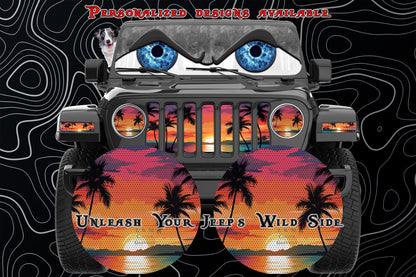 Beach sunset eyes for a round headlight decal