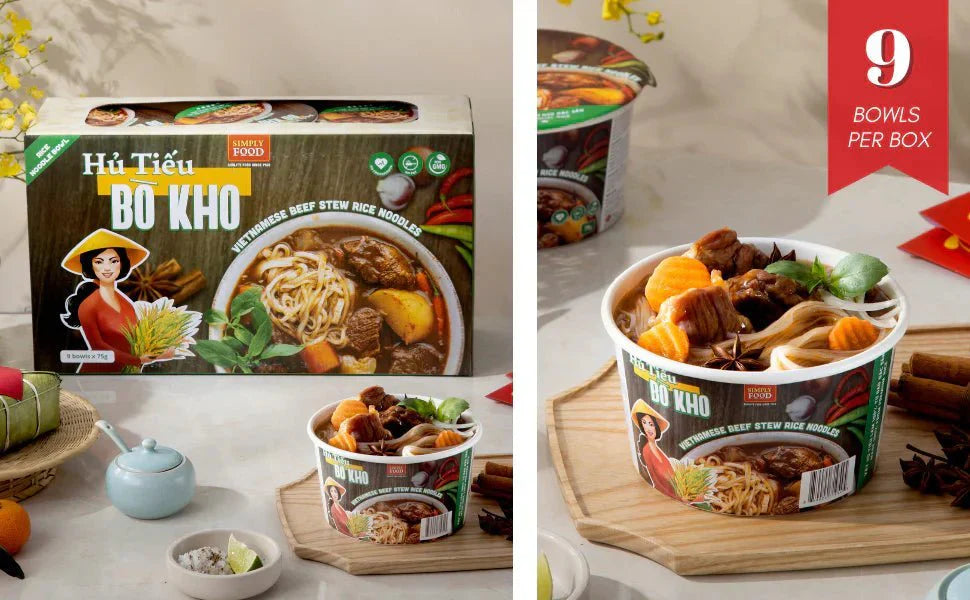 Beef Stew Rice Noodles (Hu Tie Bo Kho) 55g each/ 9 Bowls