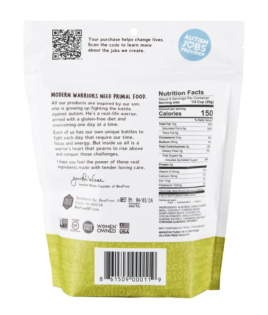 Bee Free Warrior Mix: Clay's Chocolate Buzz Granola, Gluten Free, Grain Free - 12 Bags x 9oz
