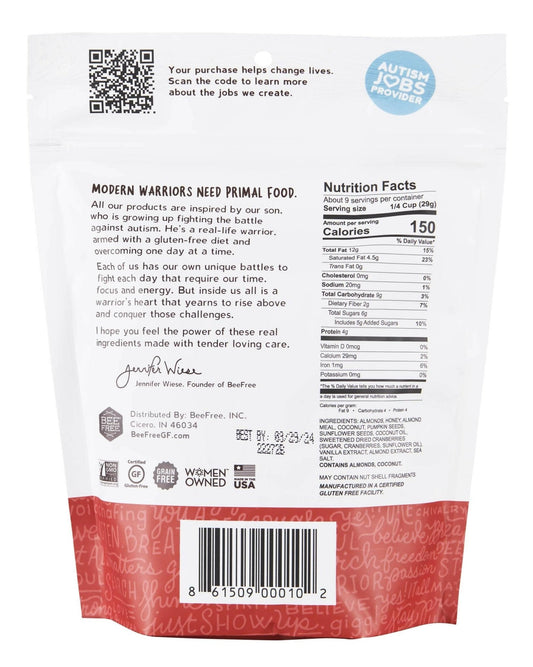 Bee Free Warrior Mix: Hagen's Berry Bomb Granola, Gluten Free, Grain Free - 12 Bags x 9oz