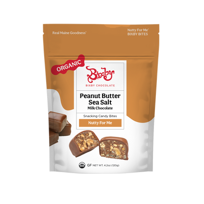 Nutty For Me Bixby Bites: Milk Chocolate + Crunchy Peanut Butter + Maine Sea Salt