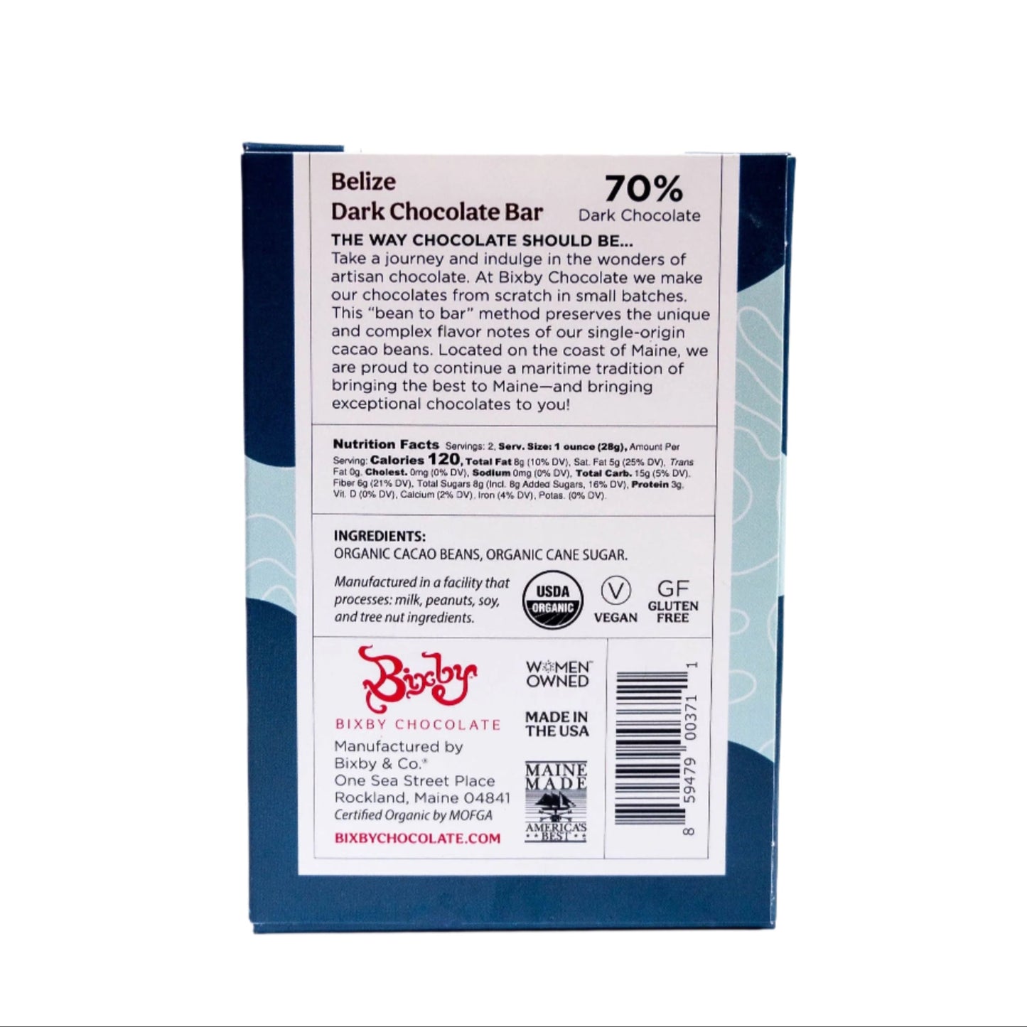 Organic Belize 70% Dark Chocolate Bar