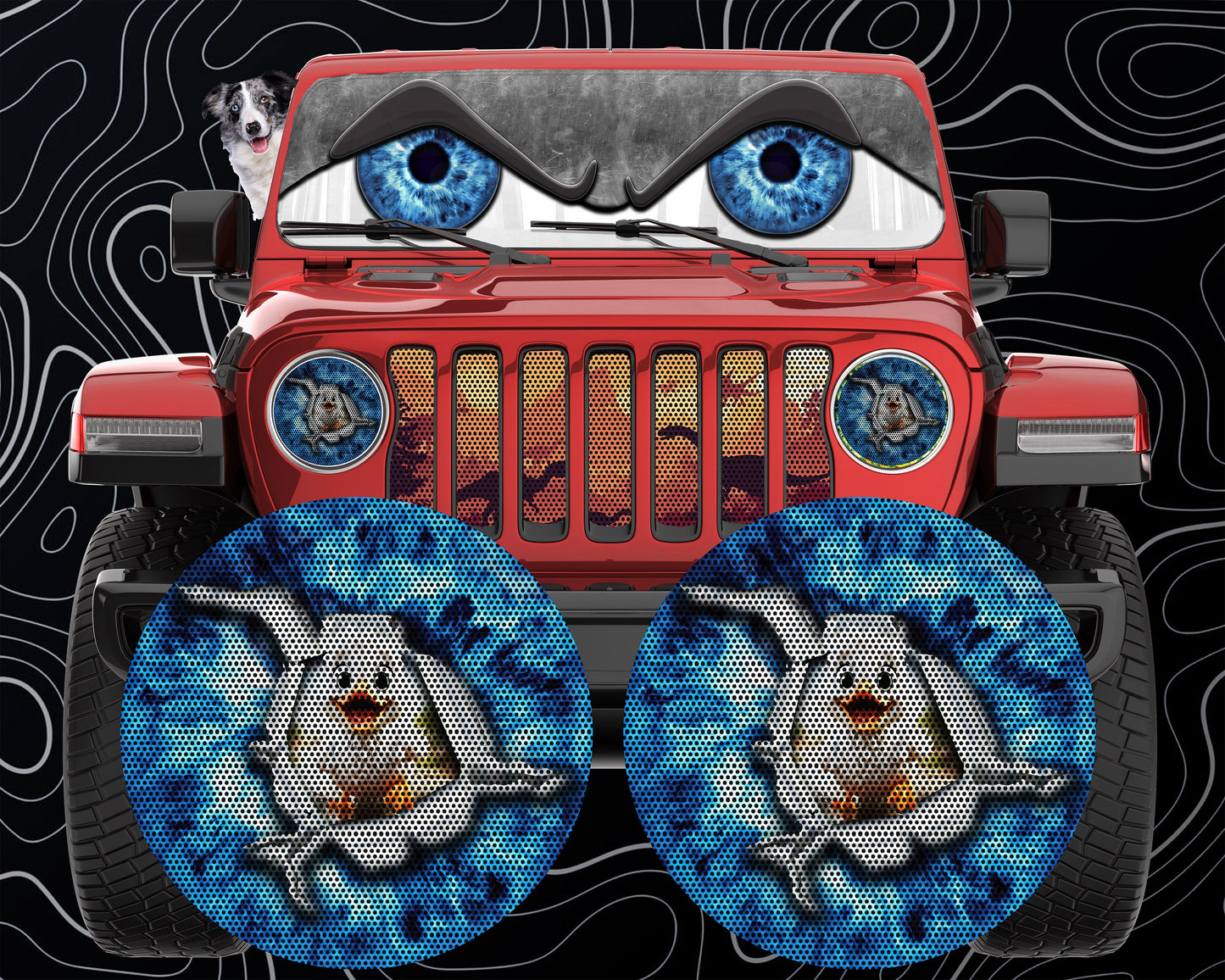 Duck eye round headlight decals