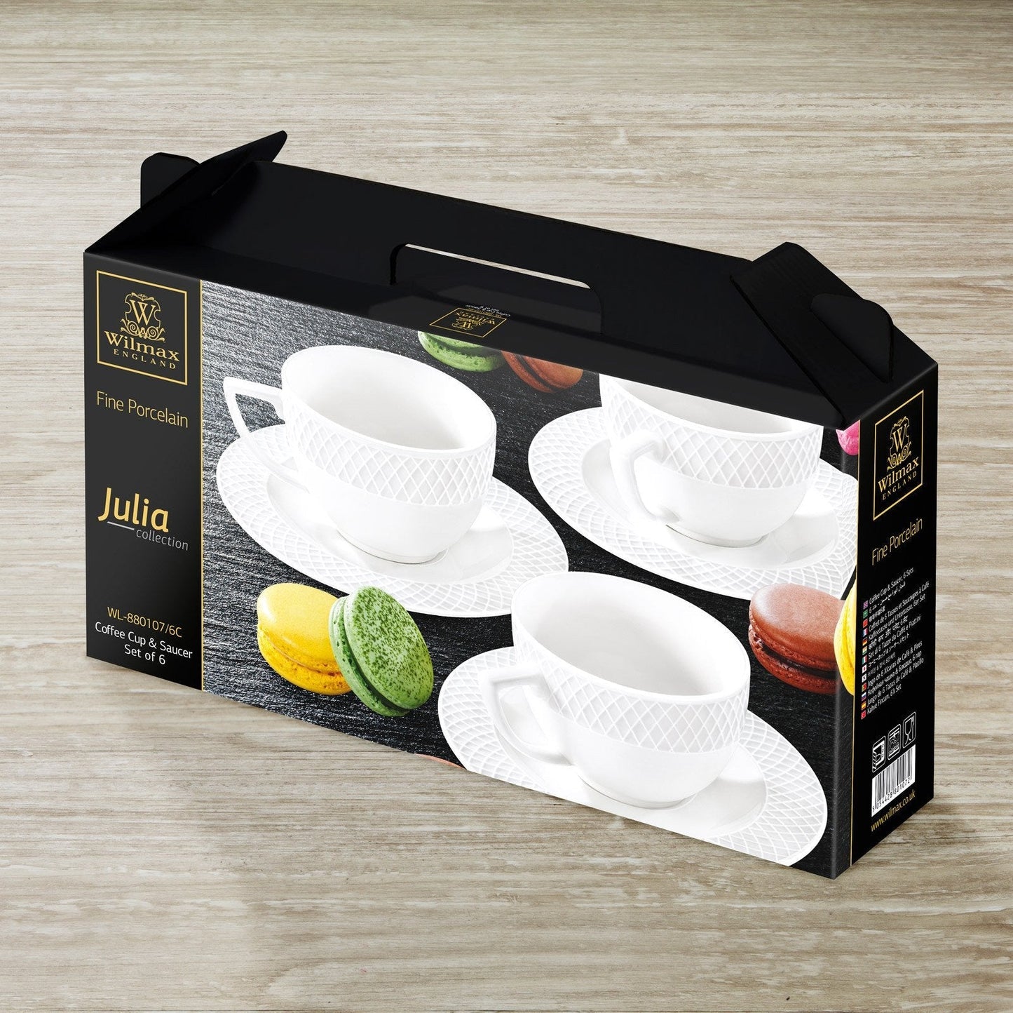 Wilmax Porcelain White 3 Oz | 90 Ml Coffee Cup & Saucer Set Of 6 In Gift Box