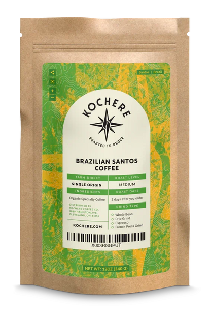 Kochere Coffee Brazilian Santos Medium Roast - Smooth, Elegant, Cocoa Notes