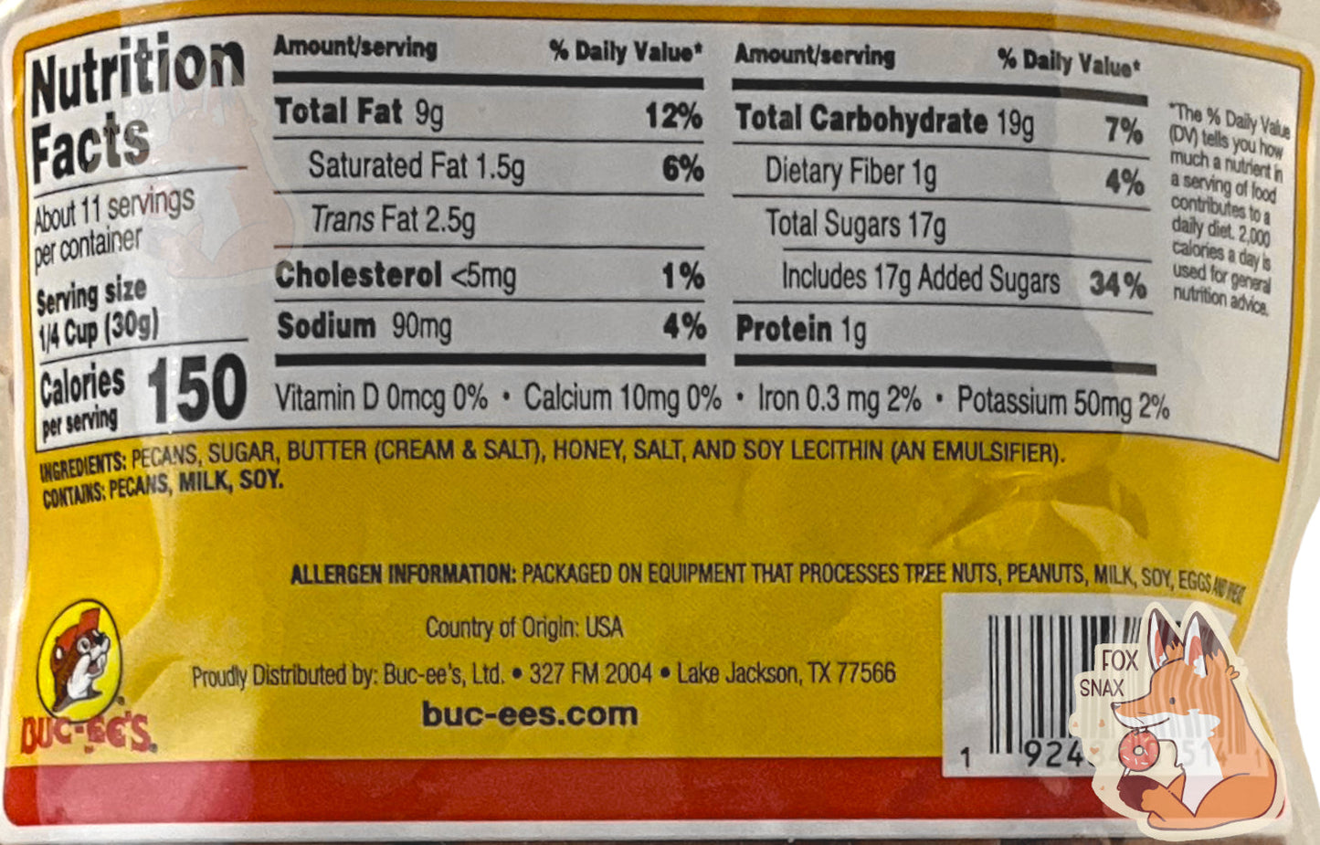 Buc-ee's Honey Toasted Pecans