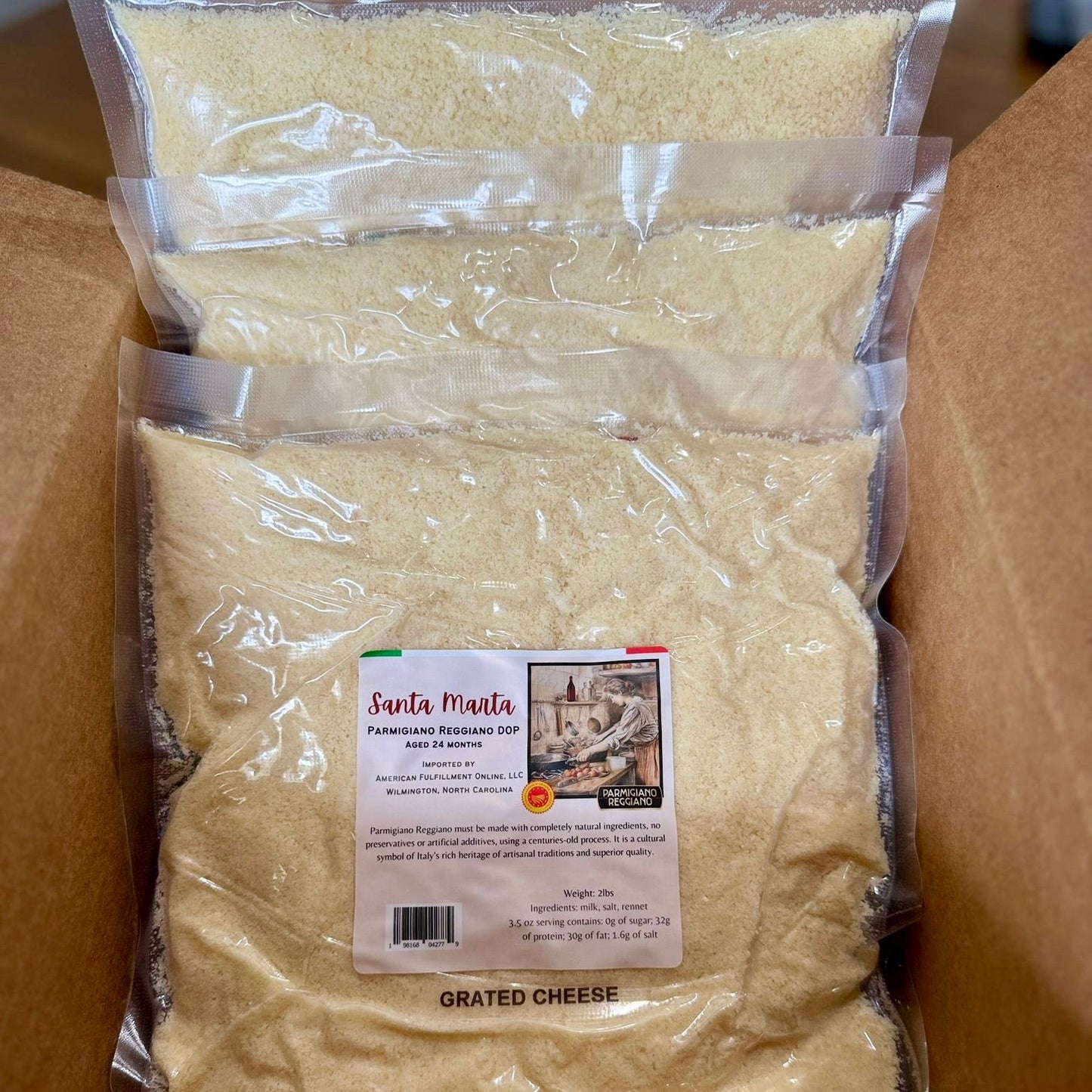 Bulk Grated Parmigiano Reggiano | 3 Pack of 2lb Bags