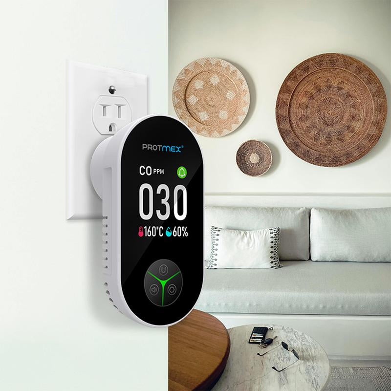 Protmex Portable Carbon Monoxide Detectors & Natural Gas Detector Plug In, Temperature Humidity Sensor Built-In, Gas & CO Monitor Alarm Sound Warning for Kitchen/Garage/Travel
