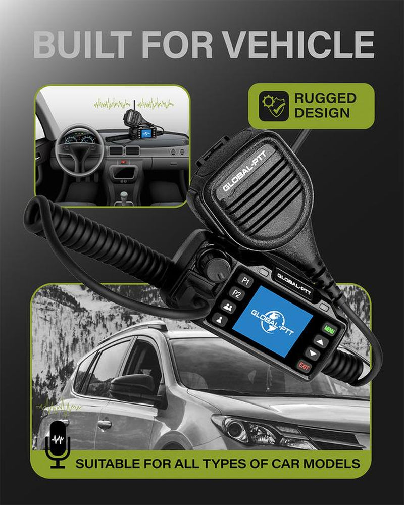 Global-Ptt V1 Walkie Talkie Vehicle Radio Station with 4G LTE GPS Function Dual Pack Portable Audio Radio for Nationwide Communication