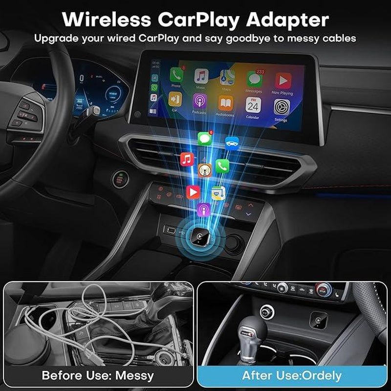 2025 Wireless Carplay Adapter for Iphone/Android - Fast Connection,No Latency,Hands-Free Call Wireless Adapter Electronic Charger Carplay Dongle
