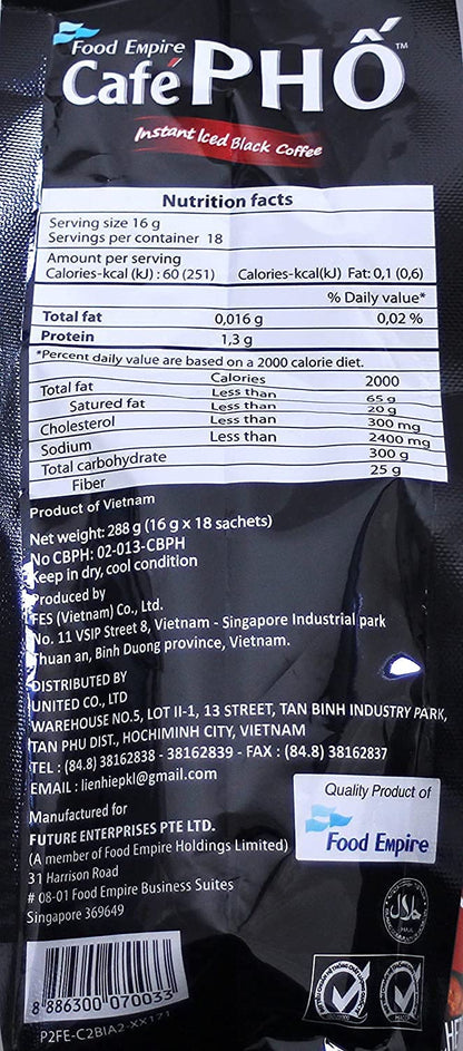 Cafe Pho Black Coffee , Bag of 18 Sachets