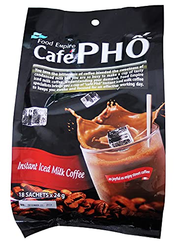 Cafe Pho Vietnamese 3in1 Instant Iced Milk Coffee, Bag of 18 Sachets