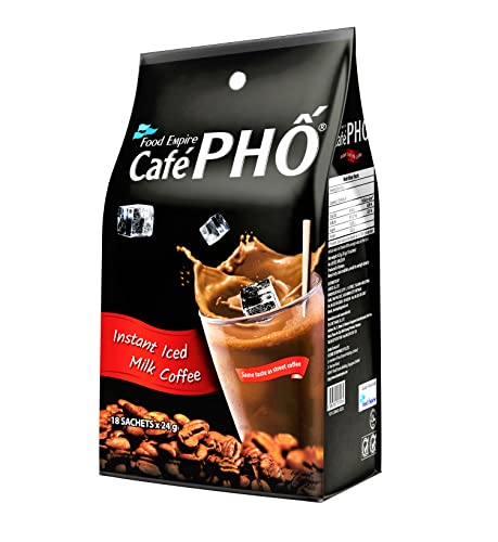 Cafe Pho Vietnamese 3in1 Instant Iced Milk Coffee, Bag of 18 Sachets