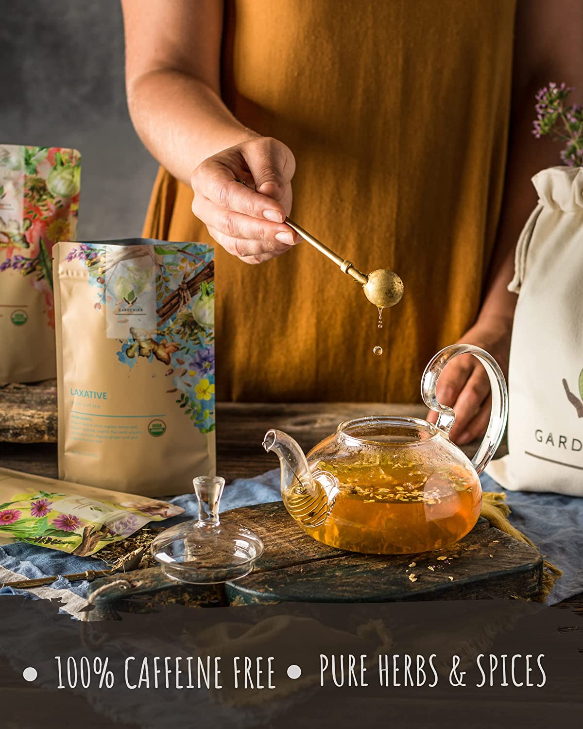 Organic Loose Leaf Tea Sampler, Caffeine-Free Herbal Assortment, 120+ Cups – 5 Pack