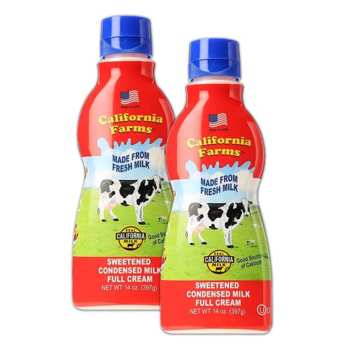 California Farms Sweetened Condensed Milk Full Cream in Squeeze Bottle! Made from Fresh Milk - 14 Oz/ 2 Bottles